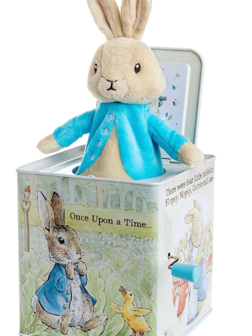 Plush Bunny Jack-in-the-Box Toy - Blue Jacket